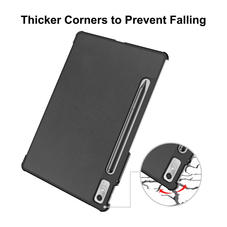For Lenovo Tab P11 Pro Gen2 11.2 inch 2022 ENKAY Tri-fold Custer Texture Leather Stand Smart Case(Black) - Lenovo by ENKAY | Online Shopping South Africa | PMC TechLife | Buy Now Pay Later Mobicred