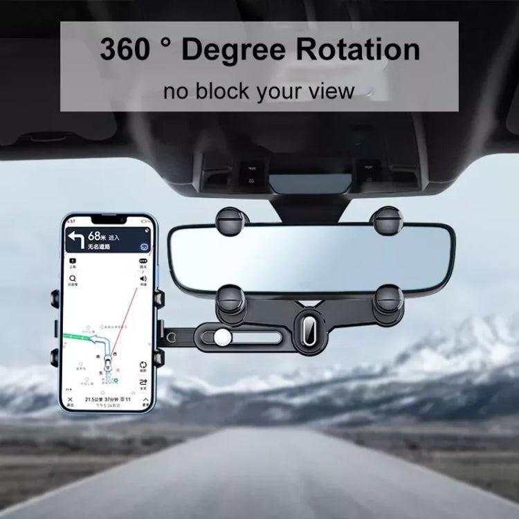 H03 Car Rearview Mirror Mobile Phone Holder 360 Rotation Foldable - Car Holders by PMC TechLife | Online Shopping South Africa | PMC TechLife