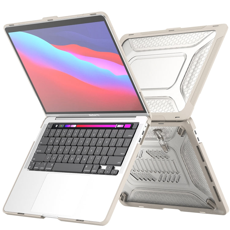 For MacBook Pro 13.3 A1706/A1989/A2159 ENKAY Hat-Prince 3 in 1 Protective Bracket  Case Cover Hard Shell with TPU Keyboard Film / Anti-dust Plugs, Version:EU(Khaki) - MacBook Pro Cases by ENKAY | Online Shopping South Africa | PMC Jewellery