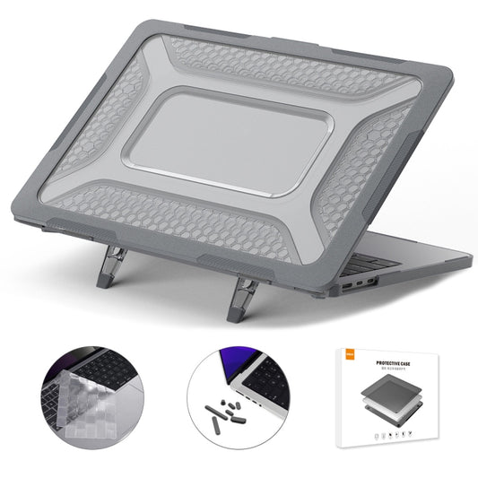 For MacBook Air 13.6 2022/2024 A2681 (M2) / A3113 (M3) ENKAY Hat-Prince 3 in 1 Protective Bracket  Case Cover Hard Shell with TPU Keyboard Film / Anti-dust Plugs, Version:US(Grey) - MacBook Air Cases by ENKAY | Online Shopping South Africa | PMC Jewellery | Buy Now Pay Later Mobicred