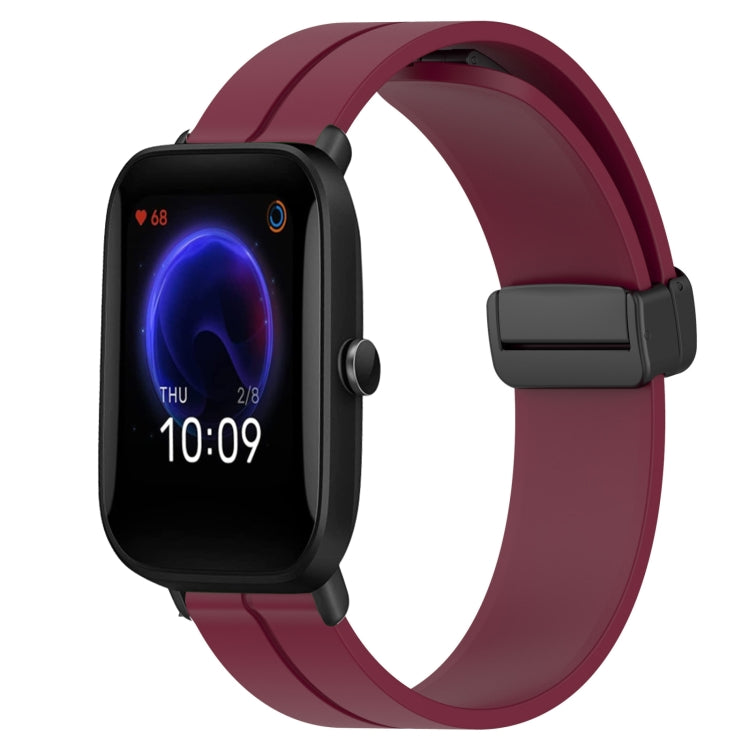 For Amazfit Pop 20mm Solid Color Magnetic Clasp Silicone Watch Band(Burgundy) - free shipping - PMC TechLife - Order now!