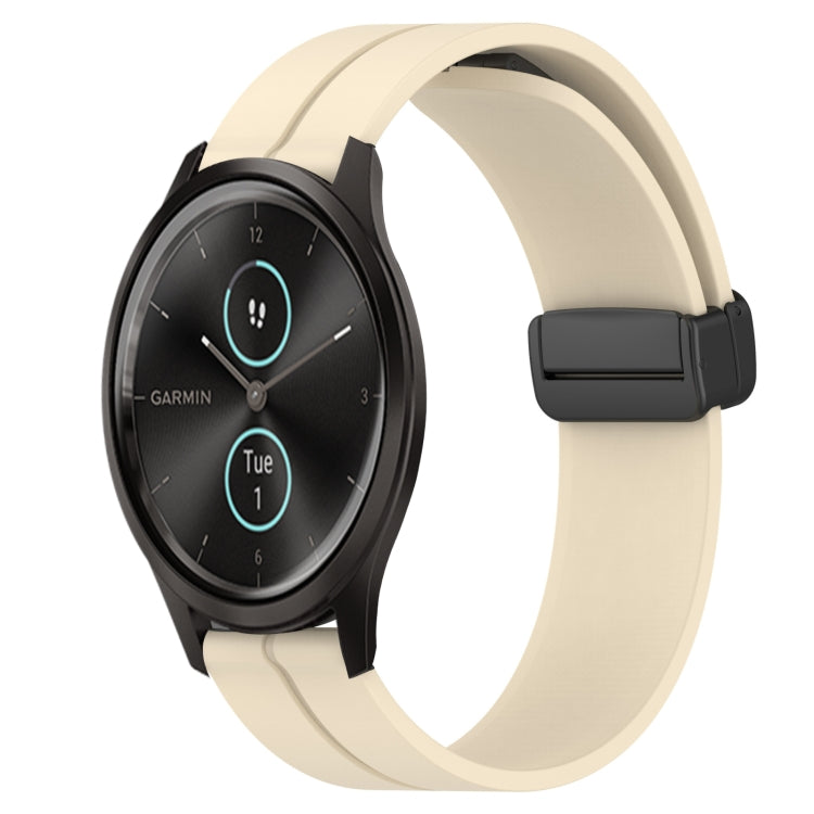 Compatible with Garmin Garminmove Style 20mm Solid Color Magnetic Clasp Silicone Watch Band(Beige) - free shipping - PMC TechLife - Order now!