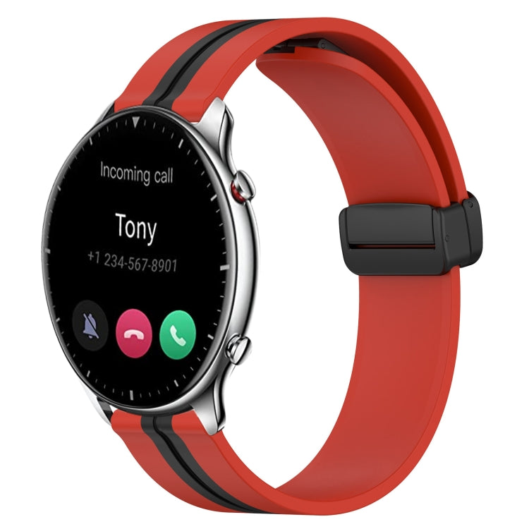 For Amazfit GTR 2 22mm Folding Magnetic Clasp Silicone Watch Band(Red+Black) - free shipping - PMC TechLife - Order now!