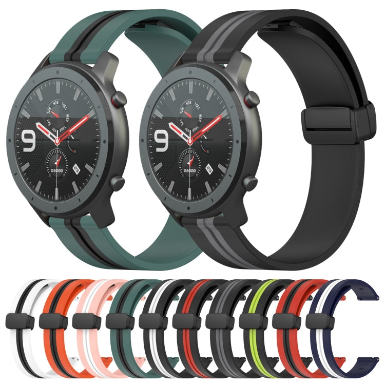 For Amazfit GTR 47mm 22mm Folding Magnetic Clasp Silicone Watch Band(Black+Red) - free shipping - PMC TechLife - Order now!