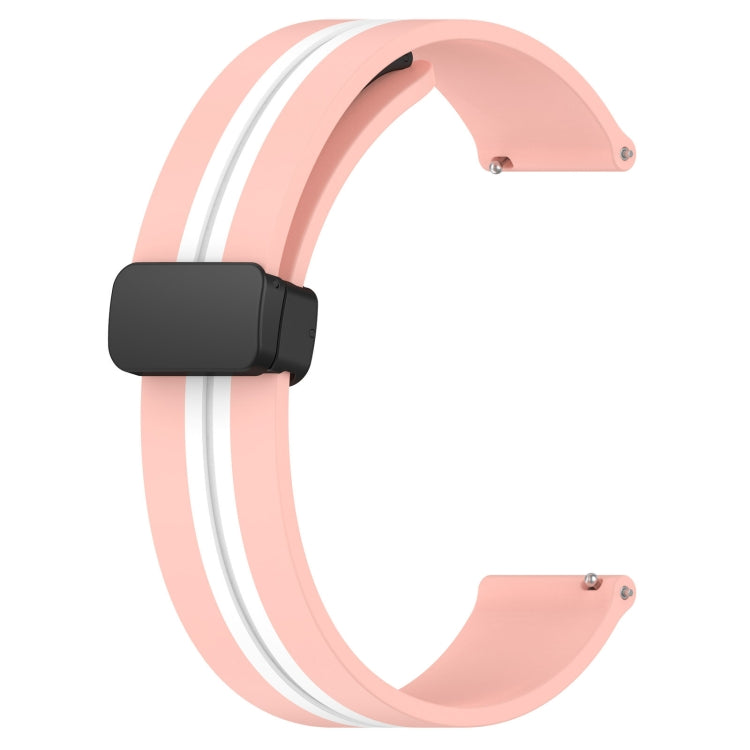 For Huawei GT2 46mm 22mm Folding Magnetic Clasp Silicone Watch Band(Pink+White) - free shipping - PMC TechLife - Order now!