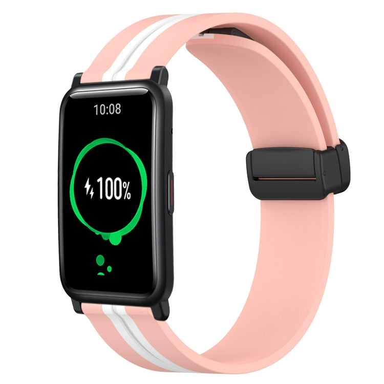 For Honor Watch ES 20mm Folding Magnetic Clasp Silicone Watch Band(Pink+White) - free shipping - PMC TechLife - Order now!