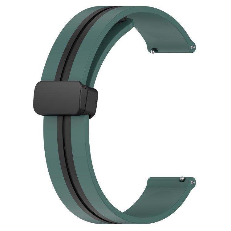 For Honor MagicWatch2 42mm 20mm Folding Magnetic Clasp Silicone Watch Band(Olive Green + Black) - free shipping - PMC TechLife - Order now!