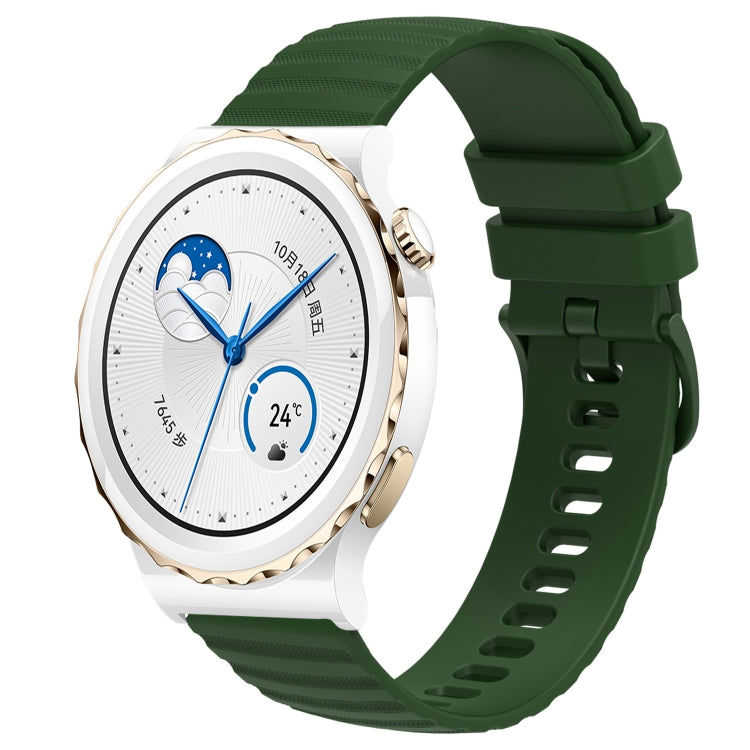 For Huawei Watch GT3 Pro 43mm 20mm Wavy Dot Pattern Solid Color Silicone Watch Band(Army Green) - free shipping - PMC TechLife - Order now!