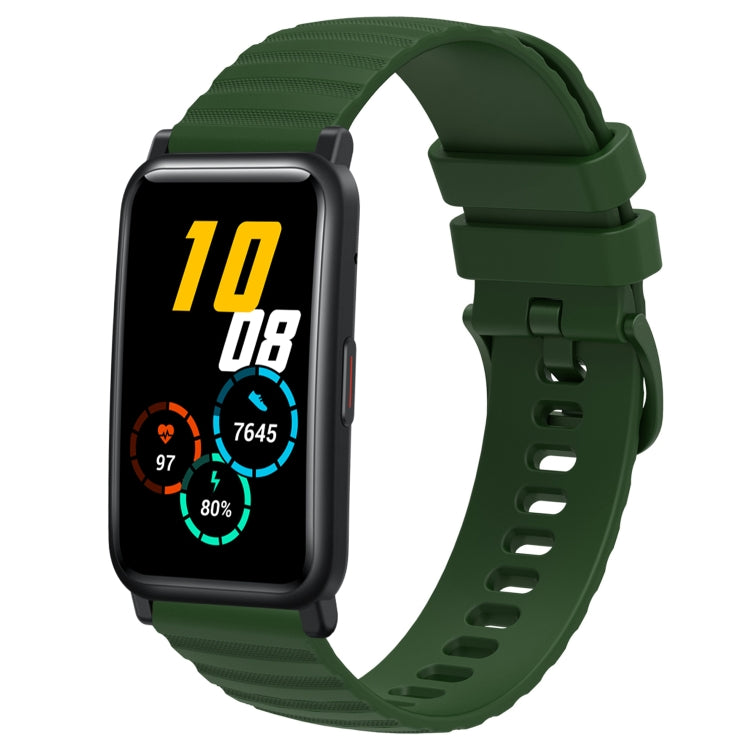 For Honor Watch ES 20mm Wavy Dot Pattern Solid Color Silicone Watch Band(Army Green) - free shipping - PMC TechLife - Order now!