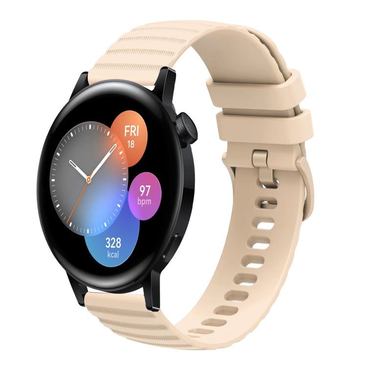 For Huawei Watch 3 22mm Wavy Dot Pattern Solid Color Silicone Watch Band(Beige) - free shipping - PMC TechLife - Order now!