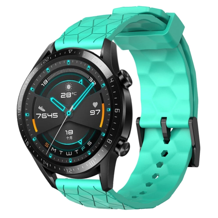 For Huawei Watch GT2 42mm 20mm Football Pattern Solid Color Silicone Watch Band(Teal) - free shipping - PMC TechLife - Order now!
