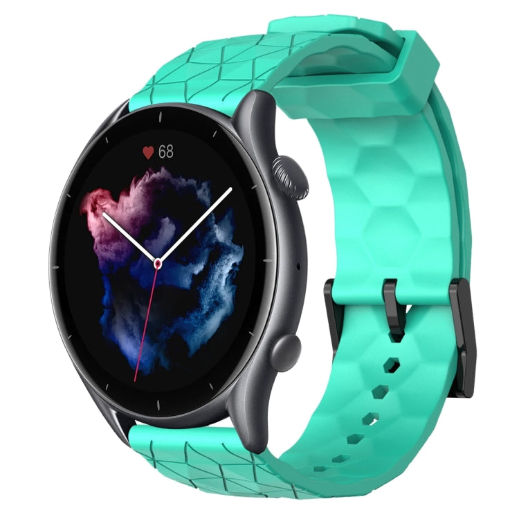 For Amazfit GTR 3 Pro 22mm Football Pattern Solid Color Silicone Watch Band(Teal) - free shipping - PMC TechLife - Order now!
