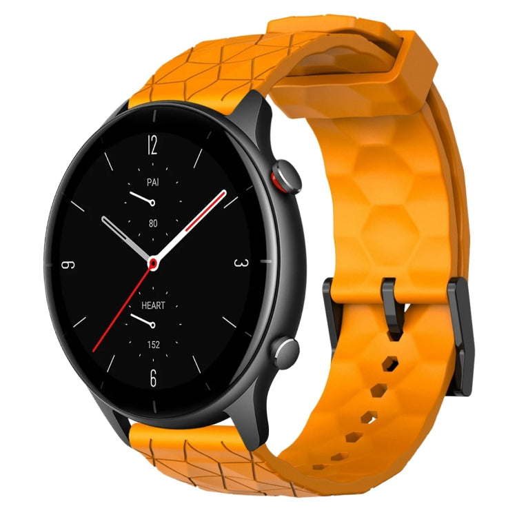 For Amazfit GTR 2e 22mm Football Pattern Solid Color Silicone Watch Band(Yellow) - free shipping - PMC TechLife - Order now!
