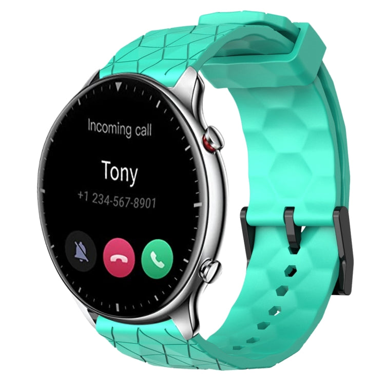 For Amazfit GTR 2 22mm Football Pattern Solid Color Silicone Watch Band(Teal) - free shipping - PMC TechLife - Order now!