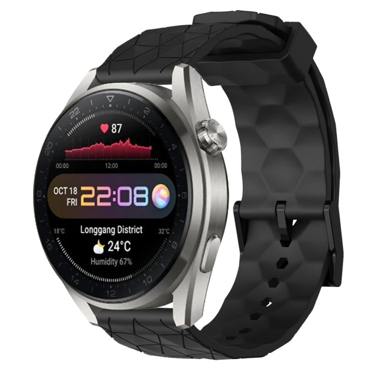 For Huawei Watch 3 Pro New 22mm Football Pattern Solid Color Silicone Watch Band(Black) - free shipping - PMC TechLife - Order now!