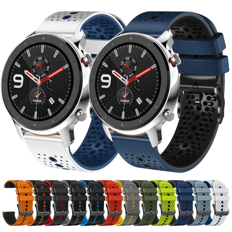 For Amazfit GTR 4 Pro 22mm Perforated Two-Color Silicone Watch Band(Black+Blue) - free shipping - PMC TechLife - Order now!