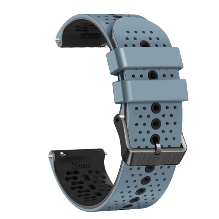 For Huawei GT2 46mm 22mm Perforated Two-Color Silicone Watch Band(Blue+Grey) - free shipping - PMC TechLife - Order now!