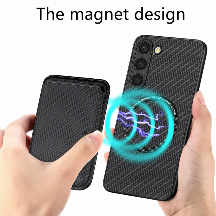 For Samsung Galaxy S23+ 5G Carbon Fiber Leather Card Magsafe Case(Black) - Galaxy S23+ 5G Cases by PMC TechLife | Online Shopping South Africa | PMC TechLife | Buy Now Pay Later Mobicred