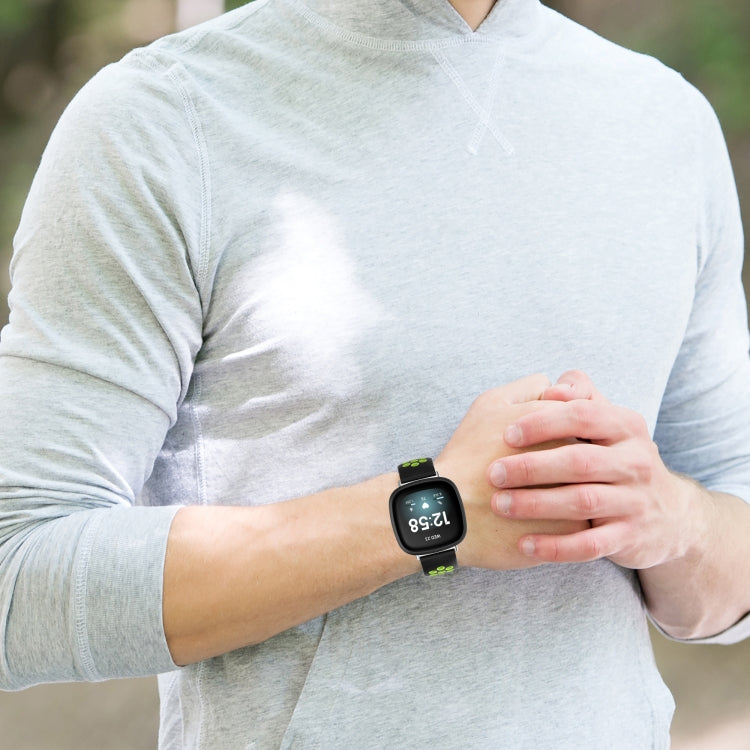 For Fitbit Versa 4 Two-Color Perforated Breathable Silicone Watch Band(Black+Rose Red) - free shipping - PMC TechLife - Order now!