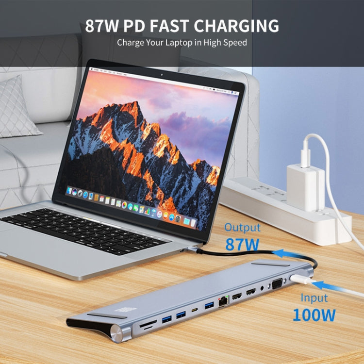 JUNSUNMAY 12 in 1 Multifunctional USB C Hub Docking Station Adapter SD/TF Card Reader - USB HUB by JUNSUNMAY | Online Shopping South Africa | PMC Jewellery | Buy Now Pay Later Mobicred