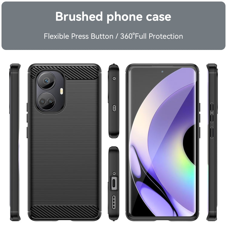 For Realme 10 Pro+ Brushed Texture Carbon Fiber TPU Phone Case(Black) - Realme 10 Pro+ Cases by PMC TechLife | Online Shopping South Africa | PMC TechLife