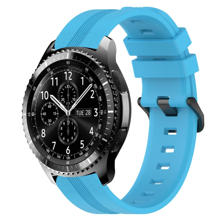 For Samsung Gear S3 Frontier 22mm Concave Striped Slicone Watch Band(Sky Blue) - free shipping - PMC TechLife - Order now!