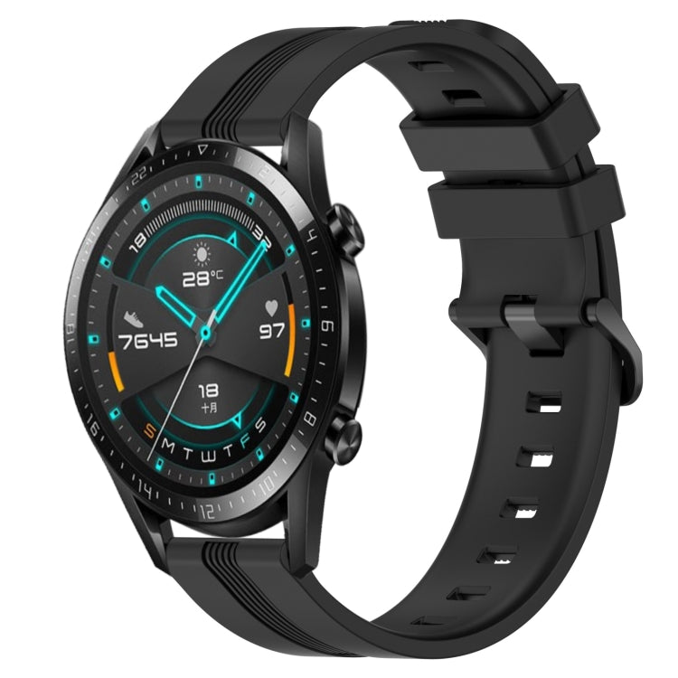 For Huawei GT2 46mm 22mm Concave Striped Slicone Watch Band(Black) - free shipping - PMC TechLife - Order now!