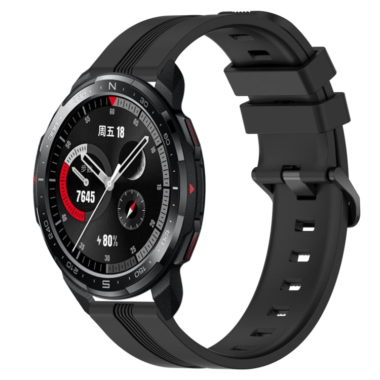 For Honor Watch GS Pro 22mm Concave Striped Slicone Watch Band(Black) - free shipping - PMC TechLife - Order now!
