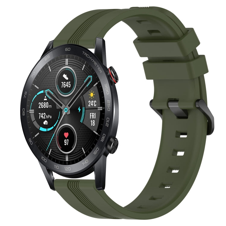 For Honor Magic Watch 2 46mm 22mm Concave Striped Slicone Watch Band(Army Green) - free shipping - PMC TechLife - Order now!