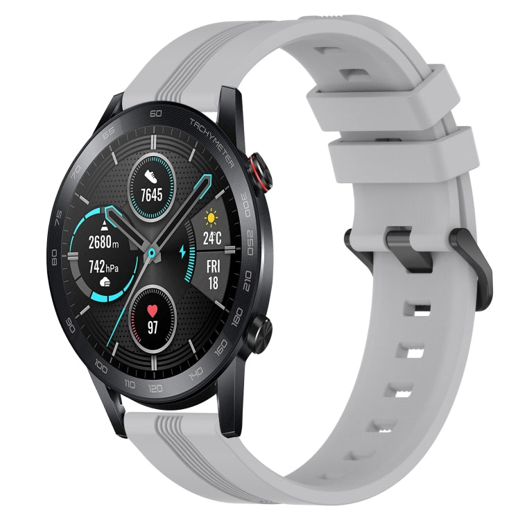 For Honor Magic Watch 2 46mm 22mm Concave Striped Slicone Watch Band(Grey) - free shipping - PMC TechLife - Order now!
