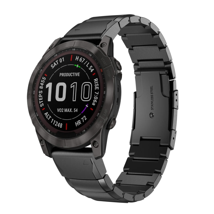Compatible with Garmin Fenix 7 22mm Tortoise Shell Stainless Steel Watch Band(Black) - free shipping - PMC TechLife - Order now!