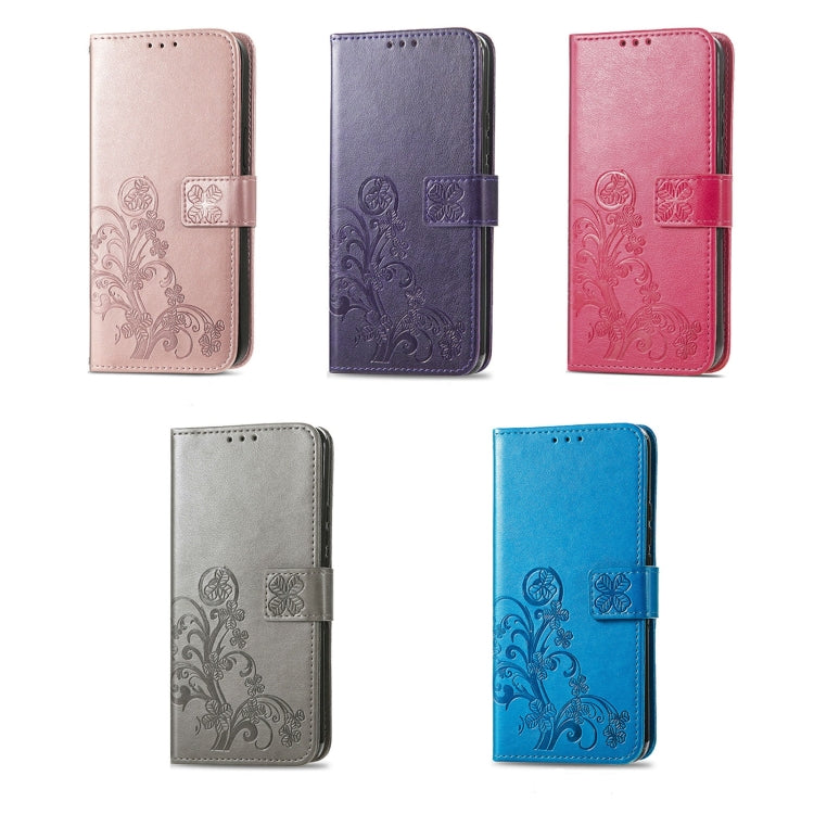 For Xiaomi Redmi Note 12 5G Global Four-leaf Clasp Embossed Buckle Leather Phone Case(Rose Gold) - free shipping - PMC TechLife - Order now!