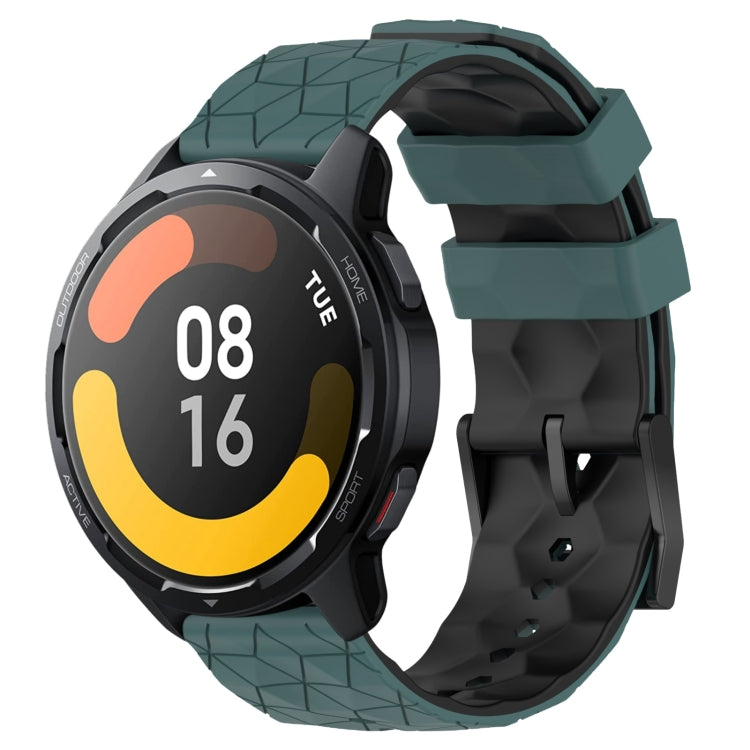 For Xiaomi MI Watch S1 Active 22mm Football Pattern Two-Color Silicone Watch Band(Olive Green + Black) - Watch Bands by PMC TechLife | Online Shopping South Africa | PMC TechLife | Buy Now Pay Later Mobicred
