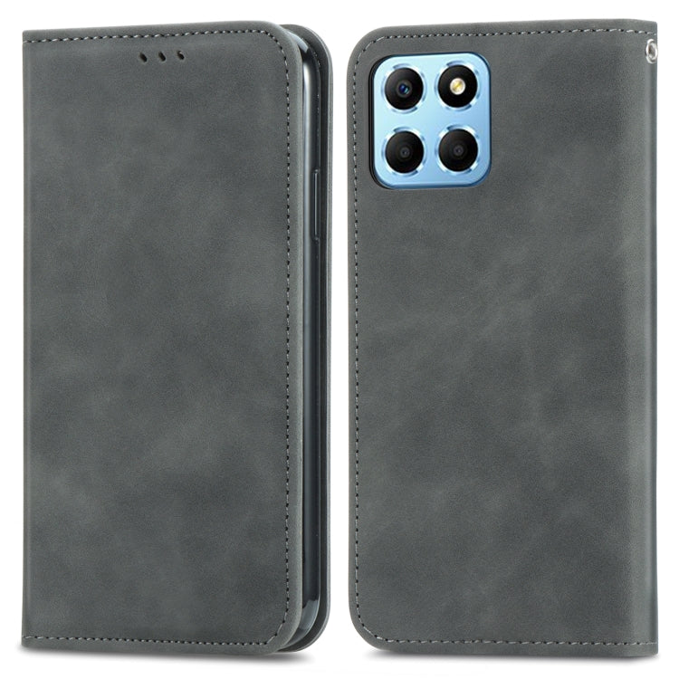 For Honor X6 Retro Skin Feel Magnetic Flip Leather Phone Case(Gray) - Honor Cases by PMC Jewellery | Online Shopping South Africa | PMC Jewellery