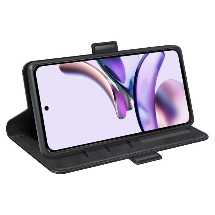 For Motorola Moto E13 Dual-side Magnetic Buckle Horizontal Flip Leather Phone Case(Black) - free shipping - PMC TechLife - Order now!