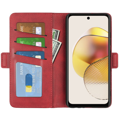 For Motorola Moto G73 Dual-side Magnetic Buckle Horizontal Flip Leather Phone Case(Red) - Motorola Cases by PMC Jewellery | Online Shopping South Africa | PMC Jewellery