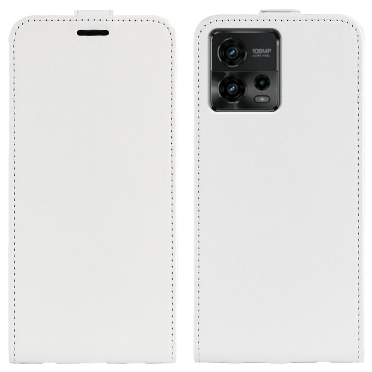 For Motorola Moto G72 R64 Texture Single Vertical Flip Leather Phone Case(White) - free shipping - PMC TechLife - Order now!
