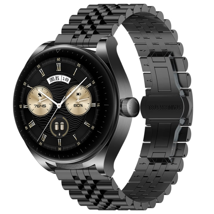 For Huawei Watch Buds Five Bull Half Round Stainless Steel Watch Band + Strap Removal Tool(Black) -  by PMC TechLife | Online Shopping South Africa | PMC TechLife
