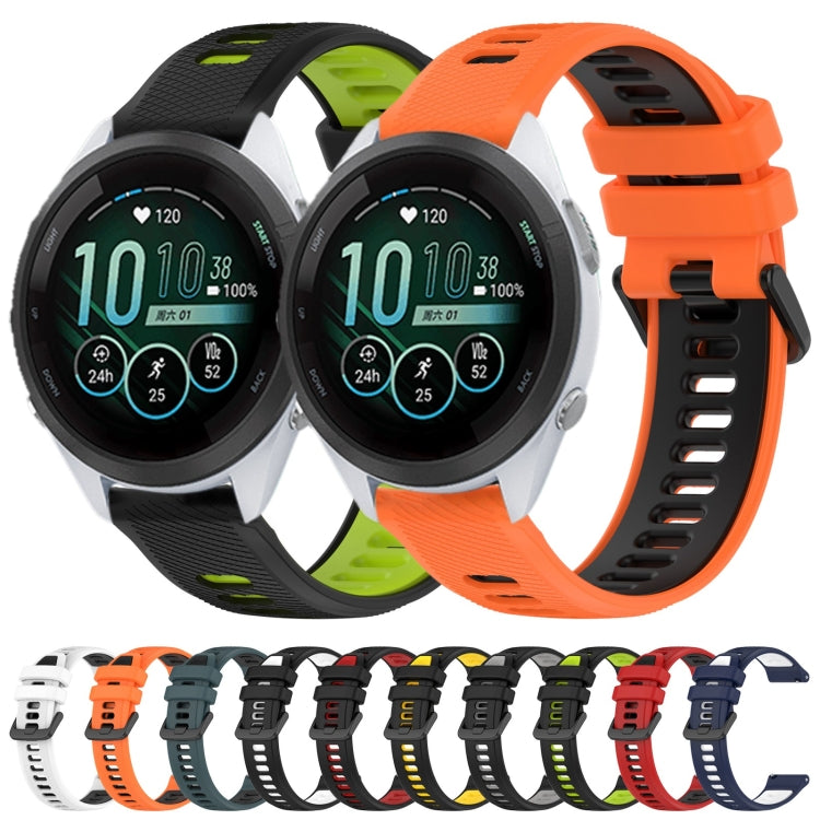 For Garmin Forerunner 255S 18mm Sports Two-Color Silicone Watch Band(Black+White) - Smart Wear by PMC Jewellery | Online Shopping South Africa | PMC Jewellery