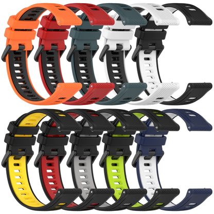 For Garmin Forerunner 255S 18mm Sports Two-Color Silicone Watch Band(White+Black) - Smart Wear by PMC Jewellery | Online Shopping South Africa | PMC Jewellery
