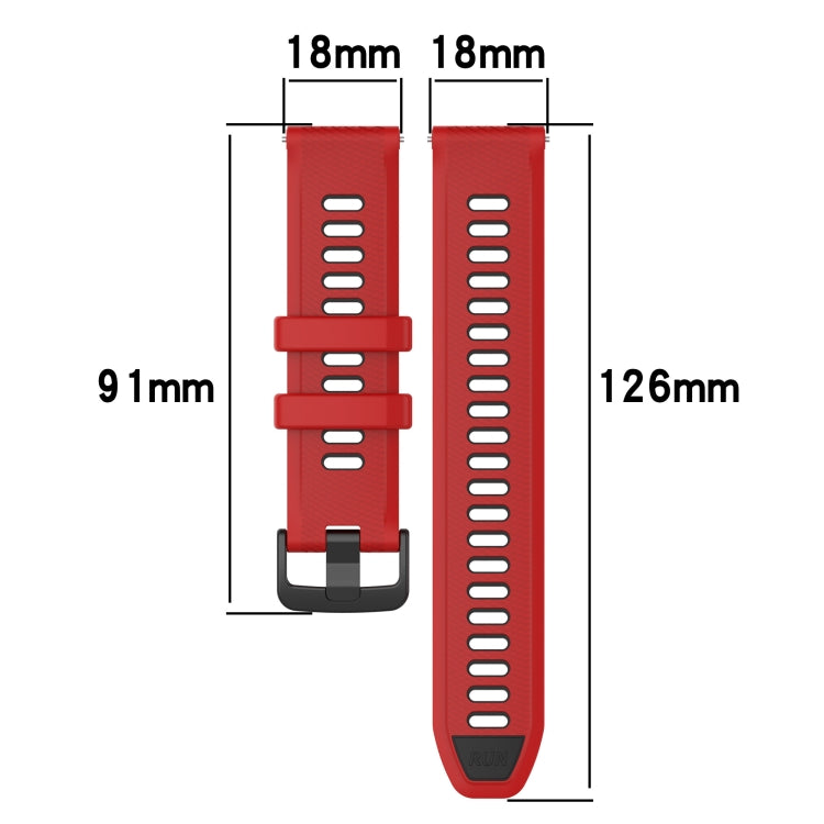 For Garmin Venu 2S 18mm Sports Two-Color Silicone Watch Band(Black+Red) - Smart Wear by PMC Jewellery | Online Shopping South Africa | PMC Jewellery