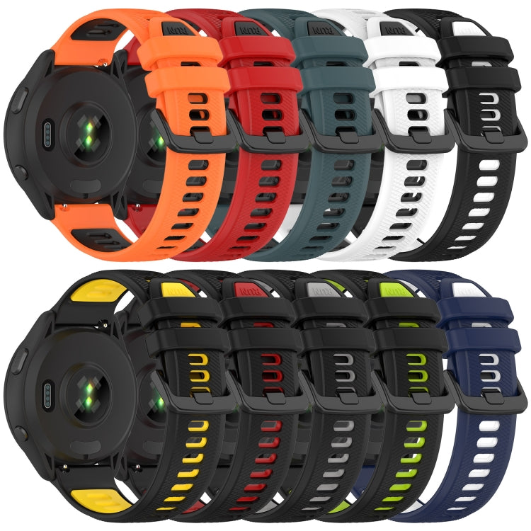 For Garmin Forerunner 158 20mm Sports Two-Color Silicone Watch Band(Orange+Black) - Smart Wear by PMC Jewellery | Online Shopping South Africa | PMC Jewellery