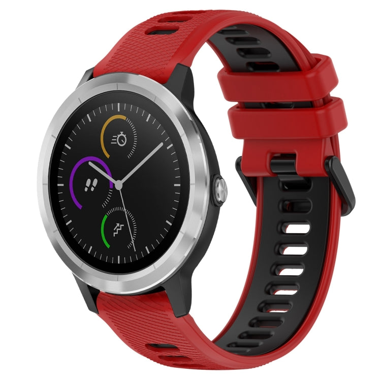 For Garmin Vivoactive3 20mm Sports Two-Color Silicone Watch Band(Red+Black) - Smart Wear by PMC Jewellery | Online Shopping South Africa | PMC Jewellery