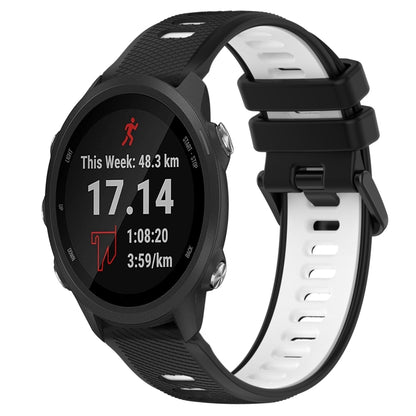 For Garmin Forerunner 245 Music 20mm Sports Two-Color Silicone Watch Band(Black+White) - Smart Wear by PMC Jewellery | Online Shopping South Africa | PMC Jewellery