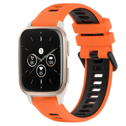 For Garmin Forerunner Sq2 Music 20mm Sports Two-Color Silicone Watch Band(Orange+Black) - Smart Wear by PMC Jewellery | Online Shopping South Africa | PMC Jewellery