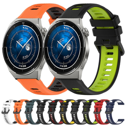 For Huawei Watch GT2 42mm 20mm Sports Two-Color Silicone Watch Band(Black+Green) - Smart Wear by PMC Jewellery | Online Shopping South Africa | PMC Jewellery