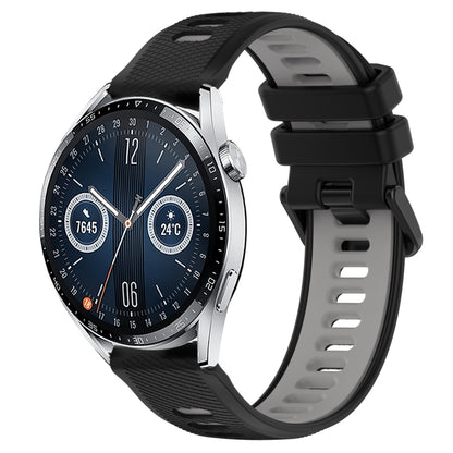 For Huawei Watch GT3 42mm 20mm Sports Two-Color Silicone Watch Band(Black+Grey) - Smart Wear by PMC Jewellery | Online Shopping South Africa | PMC Jewellery