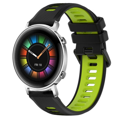 For Huawei Watch GT2 42mm 20mm Sports Two-Color Silicone Watch Band(Black+Green) - Smart Wear by PMC Jewellery | Online Shopping South Africa | PMC Jewellery