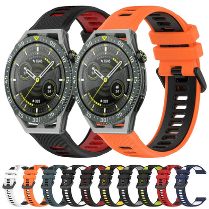 For Huawei Watch 3 Pro New 22mm Sports Two-Color Silicone Watch Band(Orange+Black) - Smart Wear by PMC Jewellery | Online Shopping South Africa | PMC Jewellery