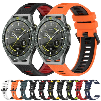 For Huawei Watch GT3 Pro 46mm 22mm Sports Two-Color Silicone Watch Band(Black+Green) - Smart Wear by PMC Jewellery | Online Shopping South Africa | PMC Jewellery